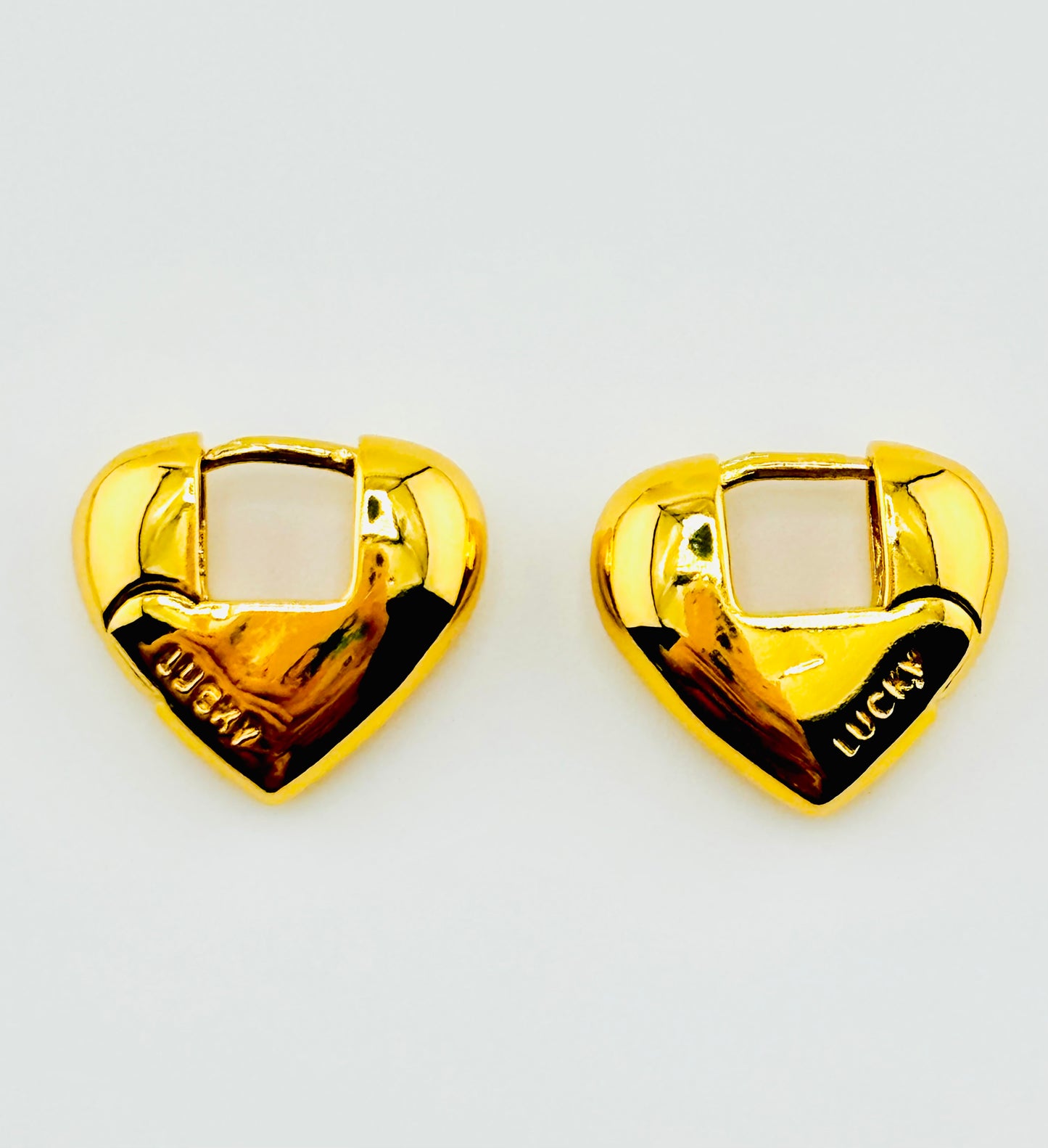 Heart shaped lucky 18k gold filled earrings