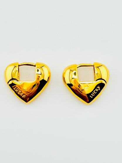Heart shaped lucky 18k gold filled earrings