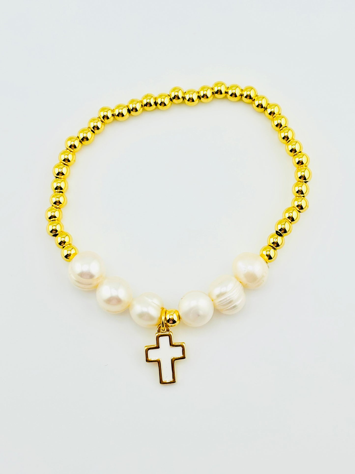 Cruz fresh water pearl 18k gold filled bracelet