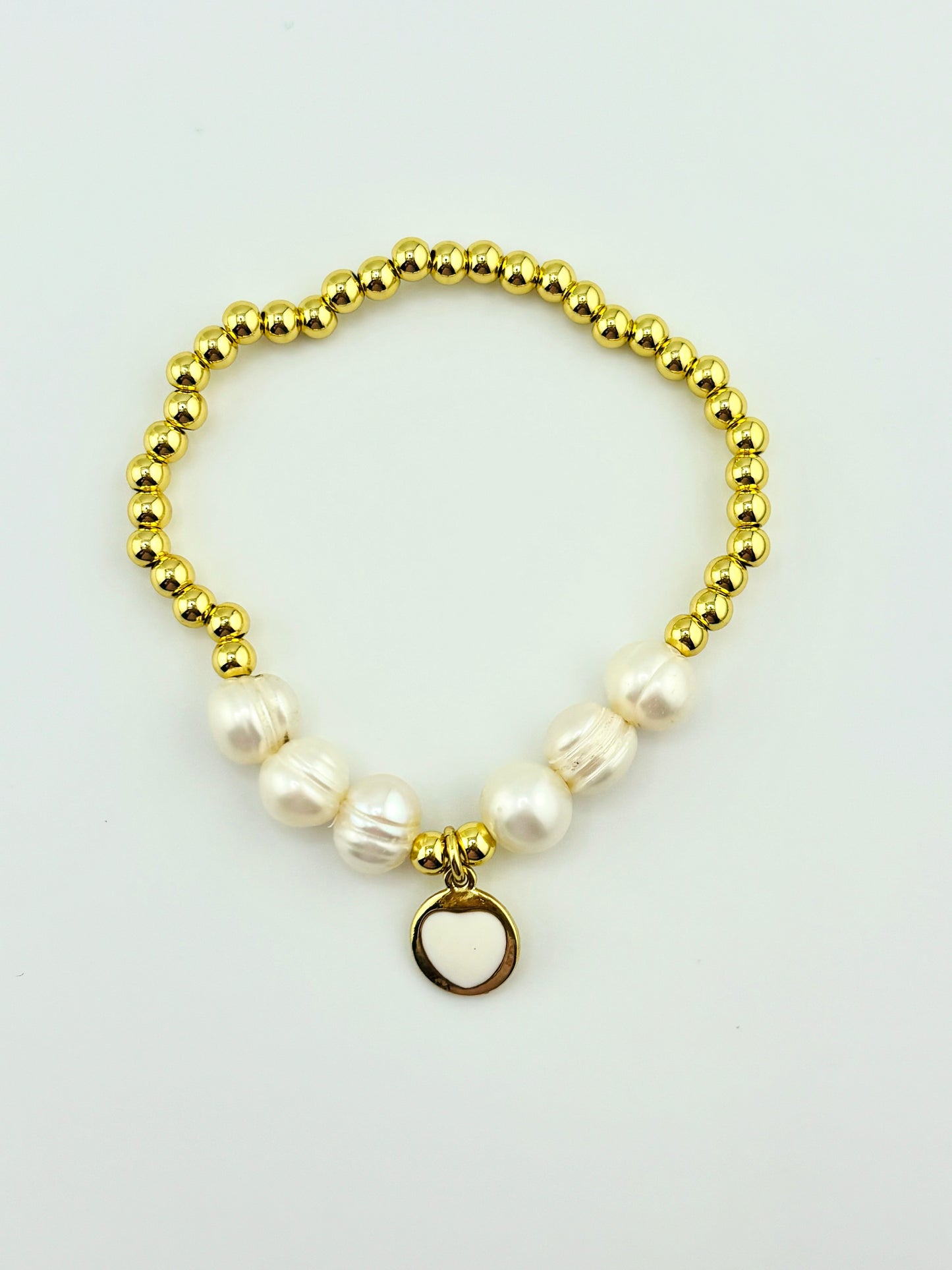 Theodora 18k gold filled elastic bracelet with fresh water pearls