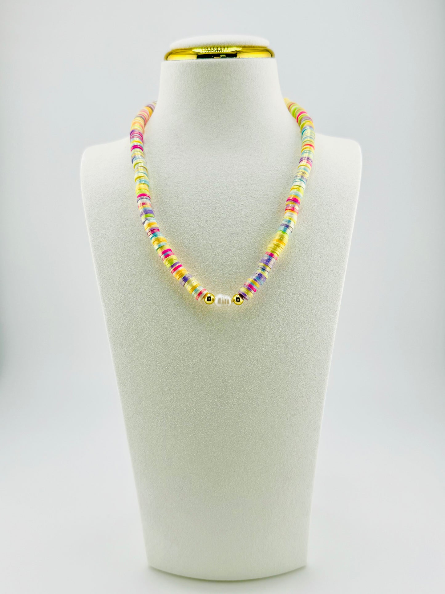 Cristina colorful necklace on fresh water pearl