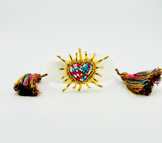Salma colorful heart beaded adjustable woven bracelet