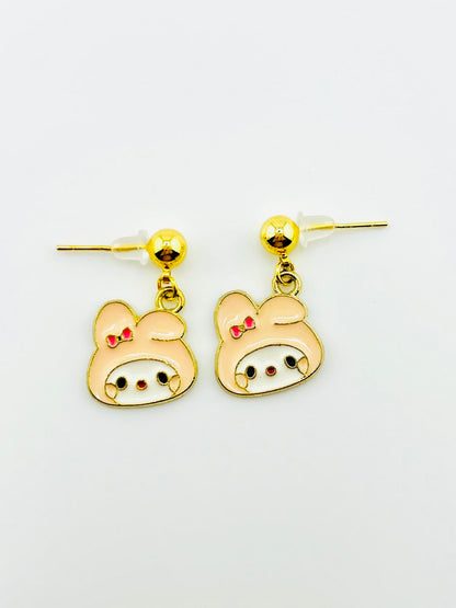 My melody Sanrio soft pink dangle 18k gold filled earrings
