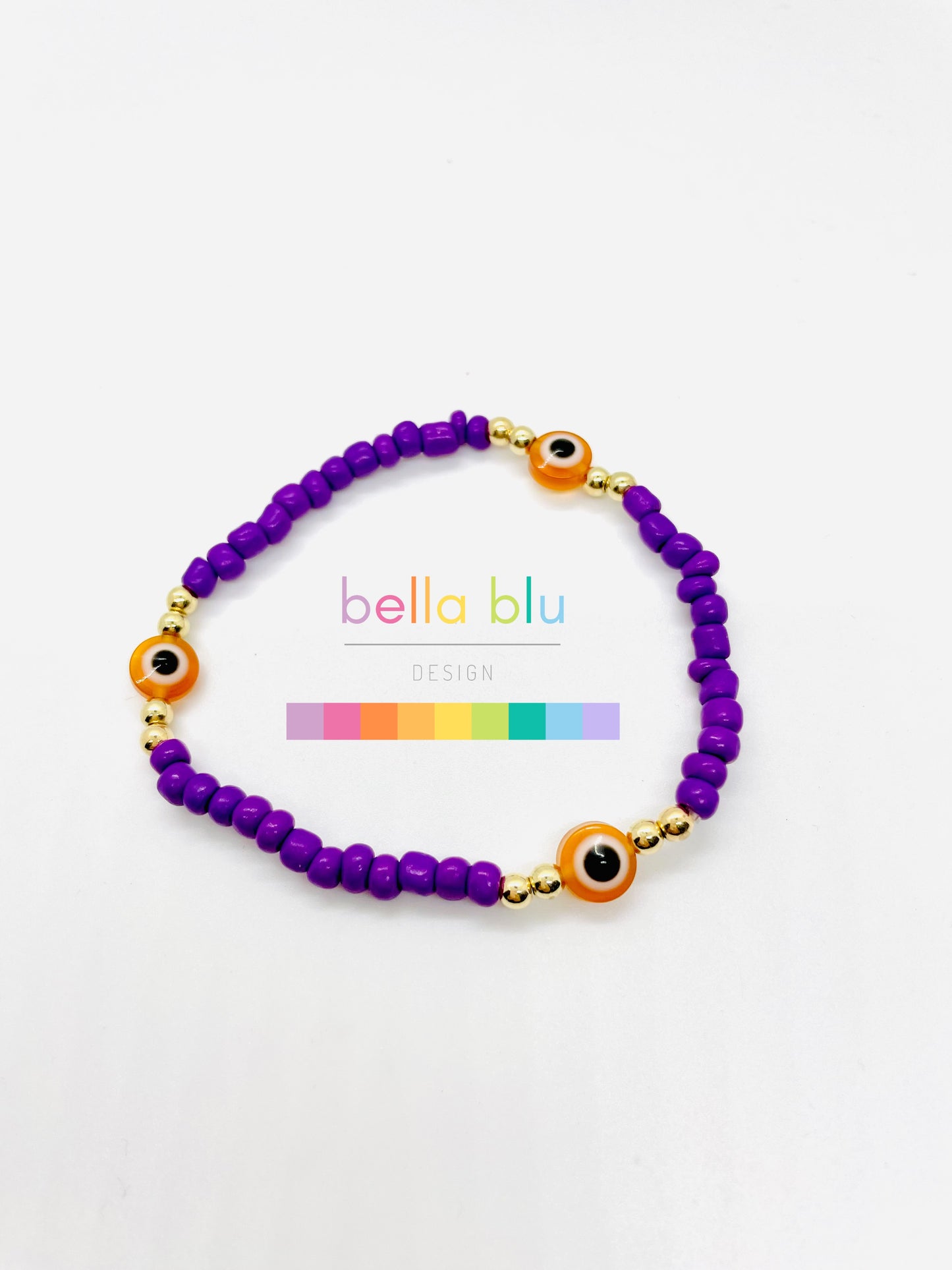 purple and orange evil eye bracelet