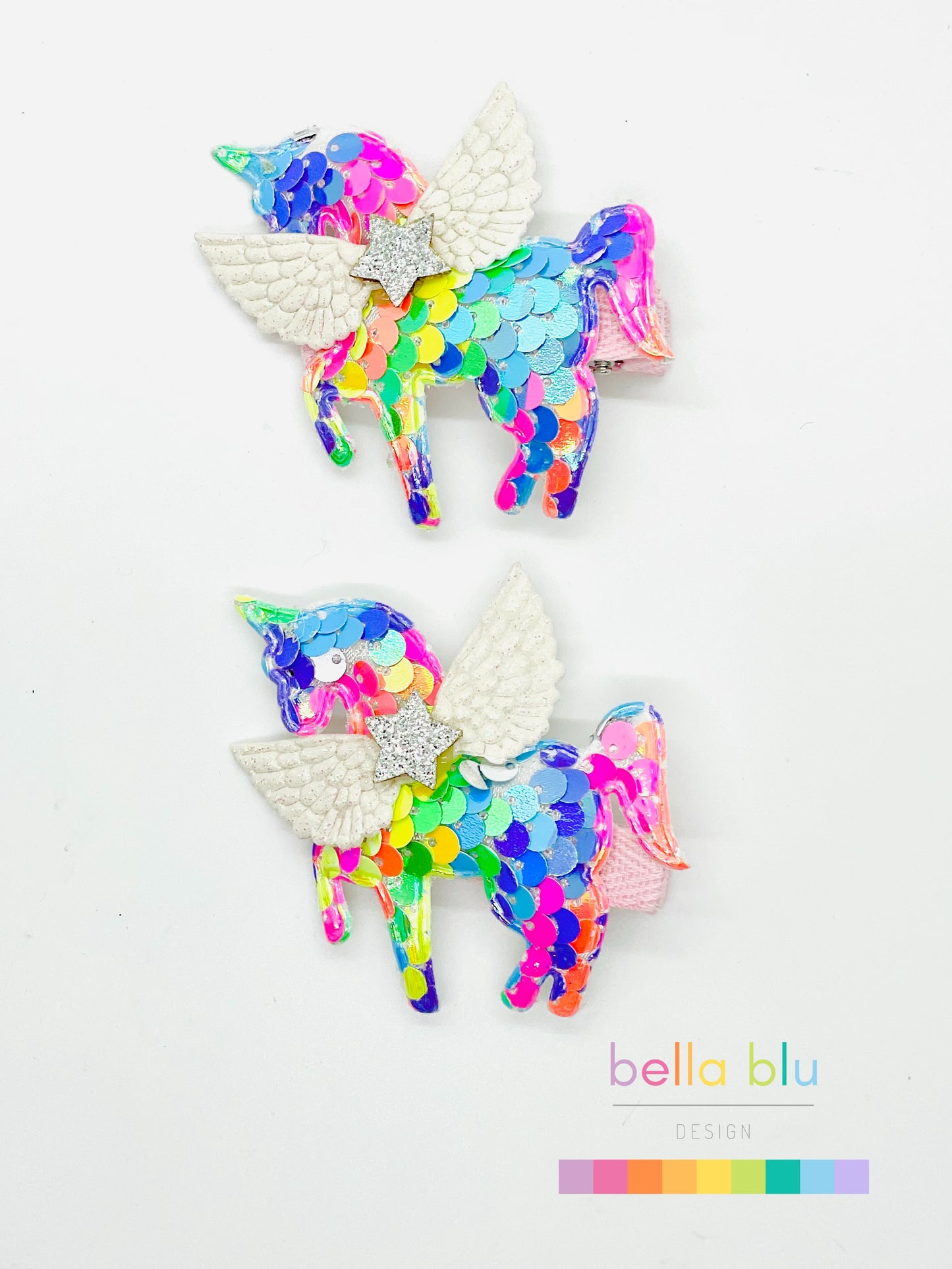 Unicorn barrettes in rainbow color