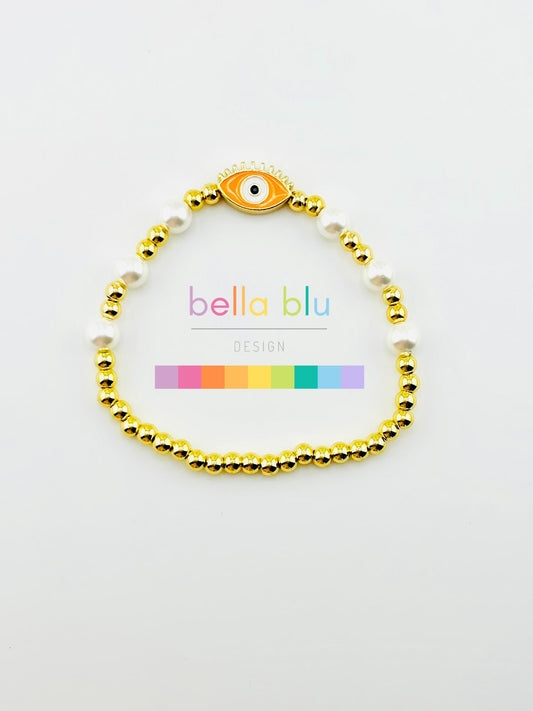 Evil eye bracelet gold filled in orange