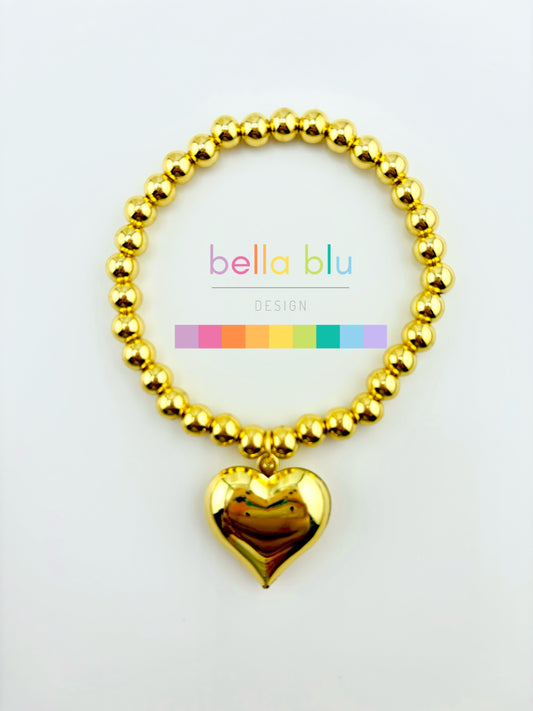 Kelly 18k gold filled elastic bracelet with a big heart